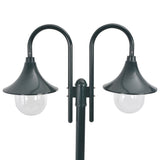 NNEVL Garden Post Light E27 220 cm Aluminium 2-Lantern Dark Green