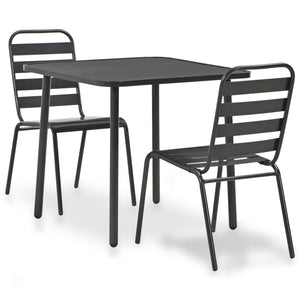 NNEVL 3 Piece Bistro Set Steel Dark Grey