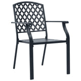 NNEVL 3 Piece Bistro Set Steel Black
