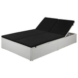 NNEVL Sun Lounger with Cushion Poly Rattan Black