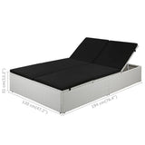 NNEVL Sun Lounger with Cushion Poly Rattan Black