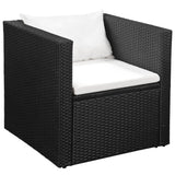 NNEVL 4 Piece Garden Lounge Set Poly Rattan Black and White