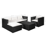 NNEVL 4 Piece Garden Lounge Set Poly Rattan Black and White