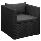 NNEVL 4 Piece Garden Lounge Set Poly Rattan Black and Grey