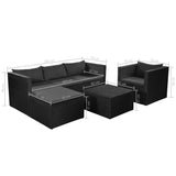 NNEVL 4 Piece Garden Lounge Set Poly Rattan Black and Grey
