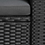NNEVL 3 Seater Garden Sofa Black Poly Rattan with Grey Cushions