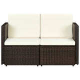 NNEVL 2 Seater Garden Sofa with Cushions Brown Poly Rattan