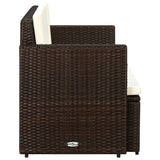 NNEVL 2 Seater Garden Sofa with Cushions Brown Poly Rattan