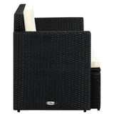 NNEVL 2 Seater Garden Sofa with Cushions Black Poly Rattan