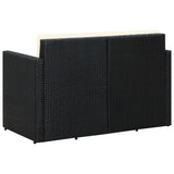 NNEVL 2 Seater Garden Sofa with Cushions Black Poly Rattan