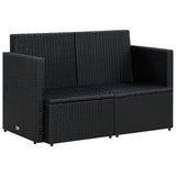 NNEVL 2 Seater Garden Sofa with Cushions Black Poly Rattan