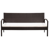 NNEVL 3 Seater Garden Sofa with Cushions Brown Poly Rattan