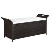NNEVL Storage Bench with Cushion 138 cm Poly Rattan Brown