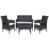 NNEVL Garden Sofa Set 7 Pieces Poly Rattan Black and Cream White