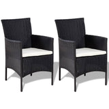 NNEVL Garden Sofa Set 7 Pieces Poly Rattan Black and Cream White