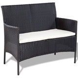 NNEVL Garden Sofa Set 7 Pieces Poly Rattan Black and Cream White