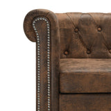 NNEVL L-shaped Chesterfield Sofa Artificial Suede Leather Brown