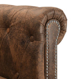 NNEVL L-shaped Chesterfield Sofa Artificial Suede Leather Brown