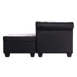 NNEVL L-shaped Chesterfield Sofa Artificial Leather Black