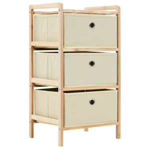 NNEVL Storage Rack with 3 Fabric Baskets Cedar Wood Beige
