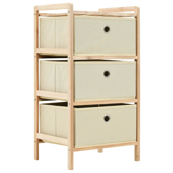 NNEVL Storage Rack with 3 Fabric Baskets Cedar Wood Beige