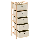 NNEVL Storage Rack with 5 Fabric Baskets Cedar Wood Beige