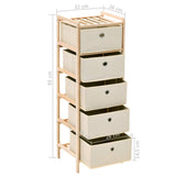 NNEVL Storage Rack with 5 Fabric Baskets Cedar Wood Beige