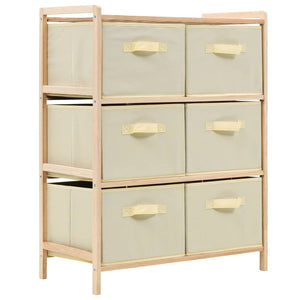 NNEVL Storage Rack with 6 Fabric Baskets Cedar Wood Beige