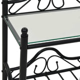 NNEVL Bedside Table Steel and Tempered Glass 45x30.5x60 cm Black