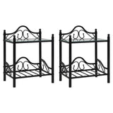 NNEVL Bedside Tables 2 pcs Steel and Tempered Glass 45x30.5x60 cm Black