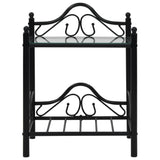 NNEVL Bedside Tables 2 pcs Steel and Tempered Glass 45x30.5x60 cm Black