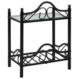 NNEVL Bedside Tables 2 pcs Steel and Tempered Glass 45x30.5x60 cm Black