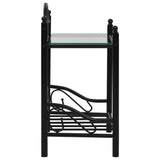 NNEVL Bedside Tables 2 pcs Steel and Tempered Glass 45x30.5x60 cm Black