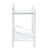 NNEVL Bedside Table Steel and Tempered Glass 45x30.5x60 cm White