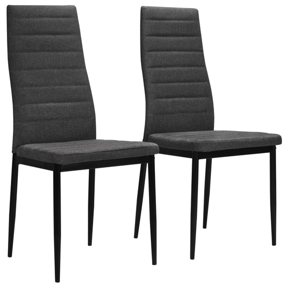 NNEVL Dining Chairs 2 pcs Dark Grey Fabric