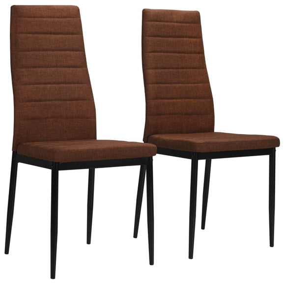 NNEVL Dining Chairs 2 pcs Brown Fabric