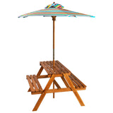 NNEVL Kids Picnic Table with Parasol 79x90x60 cm Solid Acacia Wood