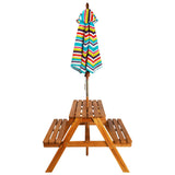 NNEVL Kids Picnic Table with Parasol 79x90x60 cm Solid Acacia Wood