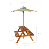 NNEVL Kids Picnic Table with Parasol 79x90x60 cm Solid Acacia Wood