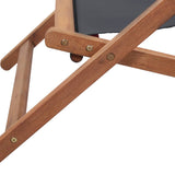 NNEVL Folding Beach Chair Fabric and Wooden Frame Grey