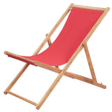 NNEVL Folding Beach Chair Fabric and Wooden Frame Red