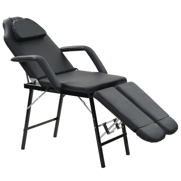 NNEVL Portable Facial Treatment Chair Faux Leather 185x78x76 cm Black