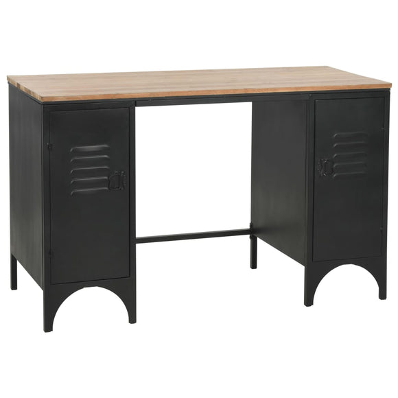 NNEVL Double Pedestal Desk Solid Firwood and Steel 120x50x76 cm