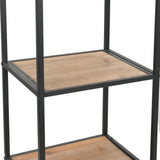 NNEVL Bookcase Solid Firwood and Steel 40.5x32.5x180 cm