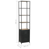 NNEVL Bookcase Solid Firwood and Steel 40.5x32.5x180 cm