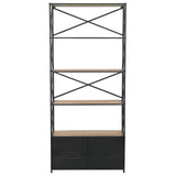 NNEVL Bookcase Solid Firwood and Steel 80x32.5x180 cm