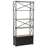 NNEVL Bookcase Solid Firwood and Steel 80x32.5x180 cm