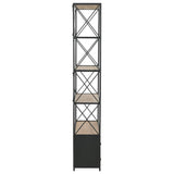 NNEVL Bookcase Solid Firwood and Steel 80x32.5x180 cm