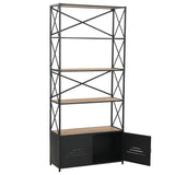 NNEVL Bookcase Solid Firwood and Steel 80x32.5x180 cm