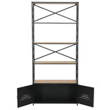 NNEVL Bookcase Solid Firwood and Steel 80x32.5x180 cm